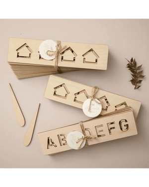 2 in 1 Bundle: Set of 16 Montessori Stencil Set + Alphabet Drawing Stencils and Puzzles 52 Pieces - FB GAMEZ