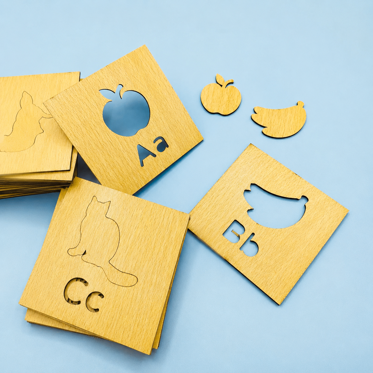 2 in 1 Bundle – Set of 16 Montessori Stencil Boards + Alphabet Drawing Stencils & Puzzles (52 Pieces) | Educational Tracing & Learning Kit with Colors | FB GAMEZ