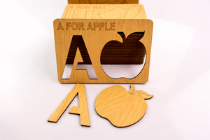 A to Z Alphabet Wooden Stencils & Puzzles for Kids – Fun Learning.