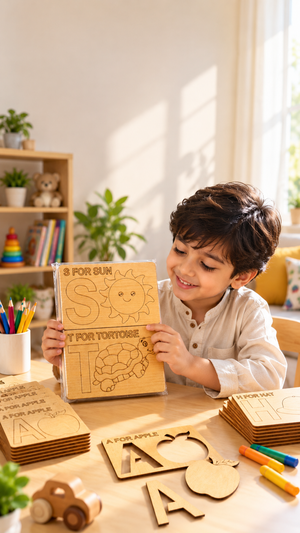 A to Z Alphabet Wooden Stencils & Puzzles for Kids – Fun Learning.