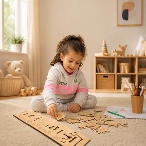 Wooden Alphabet Drawing Stencils and Puzzles Set - A to Z - FB GAMEZ