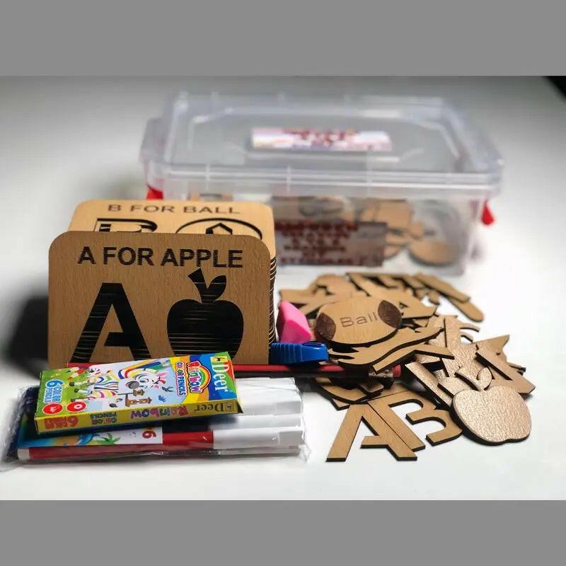 A for Apple A to Z Alphabets Drawing Stencils and Puzzles - FB GAMEZ