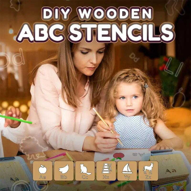 A to Z complete Alphabet Kids Wooden Drawing Stencils Kit - FB GAMEZ