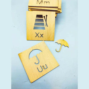 A to Z complete Alphabet Kids Wooden Drawing Stencils Kit - FB GAMEZ