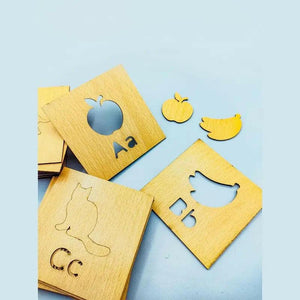 A to Z complete Alphabet Kids Wooden Drawing Stencils Kit - FB GAMEZ