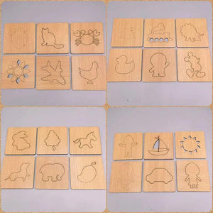 DIY Wooden Stencils Drawing Kit - 24 Pieces with Colors | Creative Art Set - FB GAMEZ