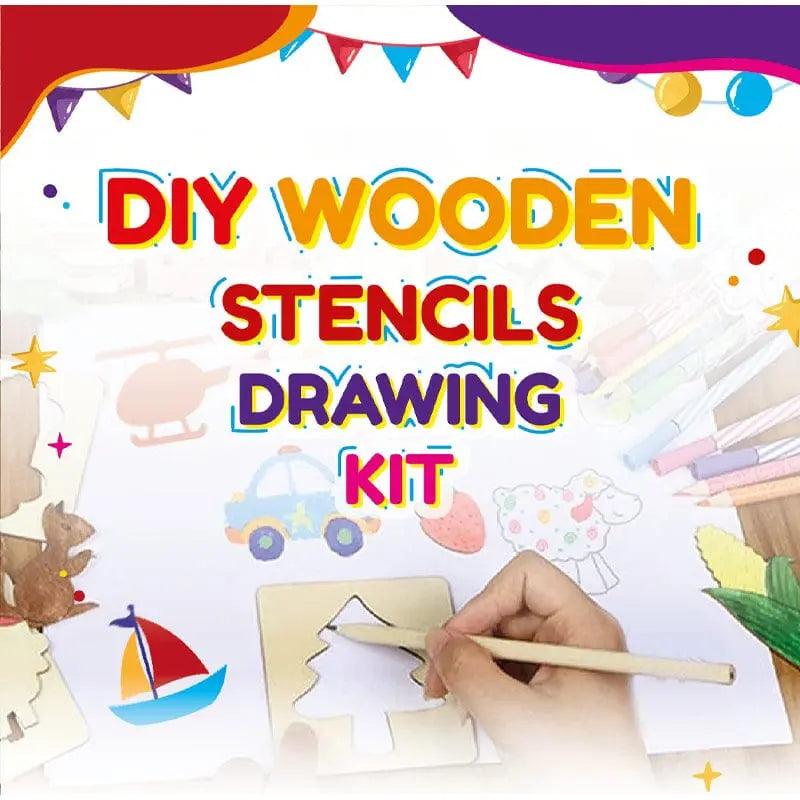 DIY Wooden Stencils Drawing Kit - 24 Pieces with Colors | Creative Art Set - FB GAMEZ