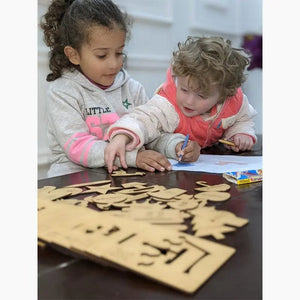Wooden Alphabet Drawing Stencils and Puzzles Set - A to Z - FB GAMEZ