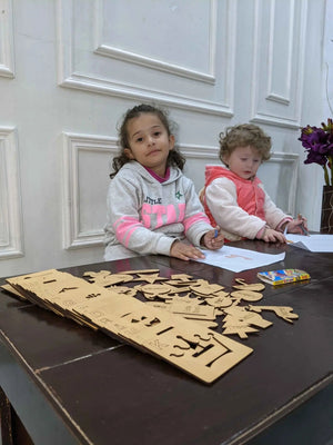 Wooden Alphabet Drawing Stencils and Puzzles Set - A to Z - FB GAMEZ