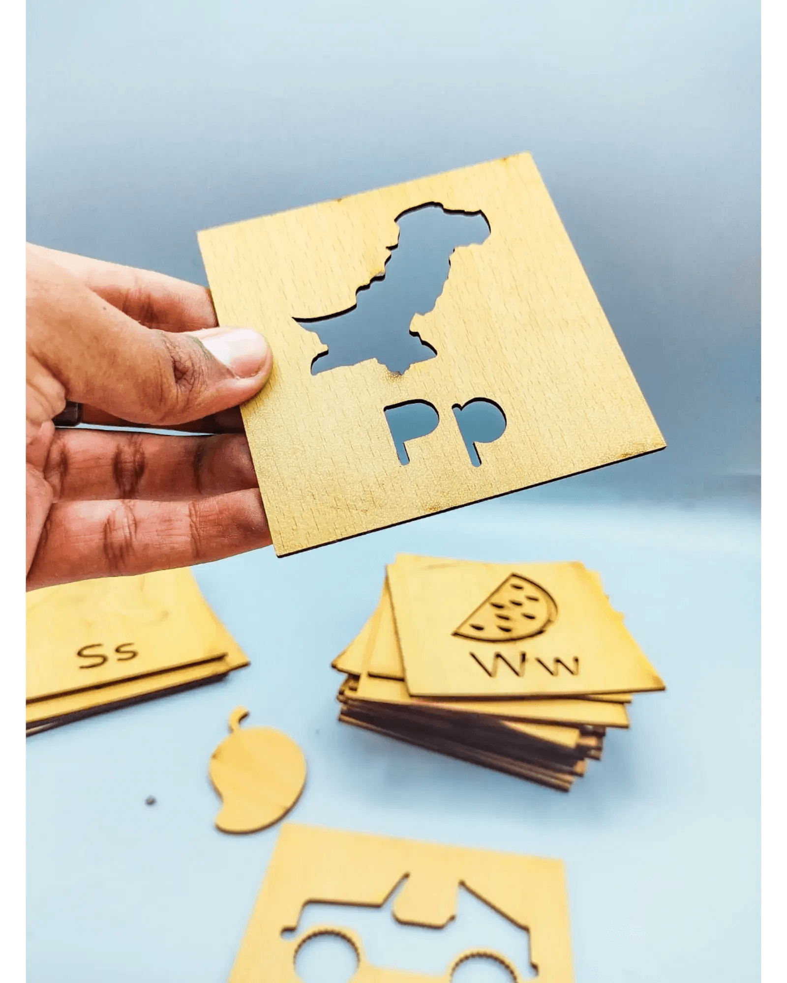 2 in 1 Bundle: Set of 16 Montessori Stencil Set + Alphabet Drawing Stencils and Puzzles 52 Pieces - FB GAMEZ