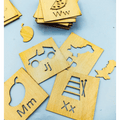 2 in 1 Bundle: Set of 16 Montessori Stencil Set + Alphabet Drawing Stencils and Puzzles 52 Pieces - FB GAMEZ