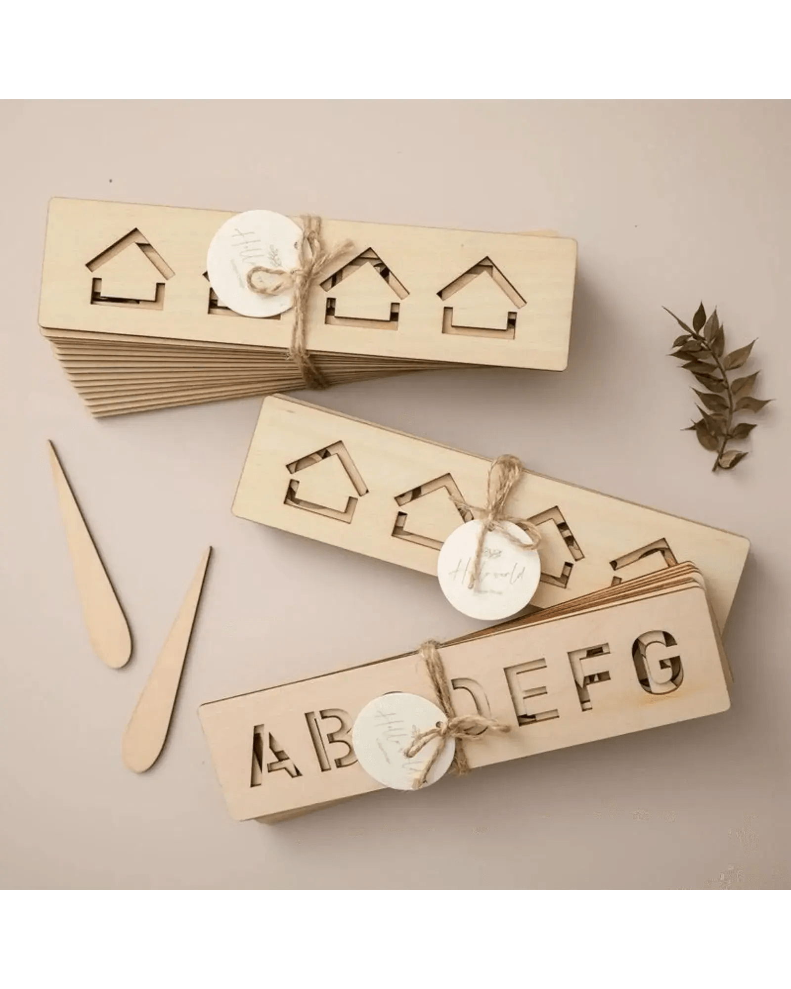 2 in 1 Bundle: Set of 16 Montessori Stencil Set + Alphabet Drawing Stencils and Puzzles 52 Pieces - FB GAMEZ