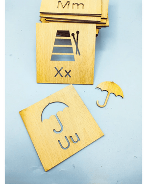 2 in 1 Bundle: Set of 16 Montessori Stencil Set + Alphabet Drawing Stencils and Puzzles 52 Pieces - FB GAMEZ