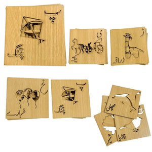 36 - Piece Wooden Urdu Alphabet Stencils Set with Complimentary Pencil Colors - FB GAMEZ