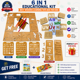 6 in 1 Wooden Learning Kit for Kids (Urdu + English + Math) – Screen Free Educational Toy