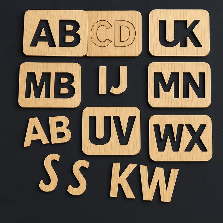 FB GAMEZ wooden alphabet stencils A to Z – tracing boards for kids – 138 piece pack