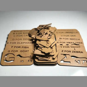 A for Apple A to Z Alphabets Drawing Stencils and Puzzles - FB GAMEZ