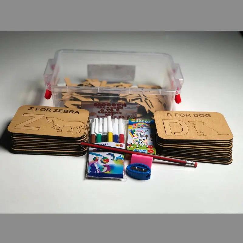 A for Apple A to Z Alphabets Drawing Stencils and Puzzles - FB GAMEZ