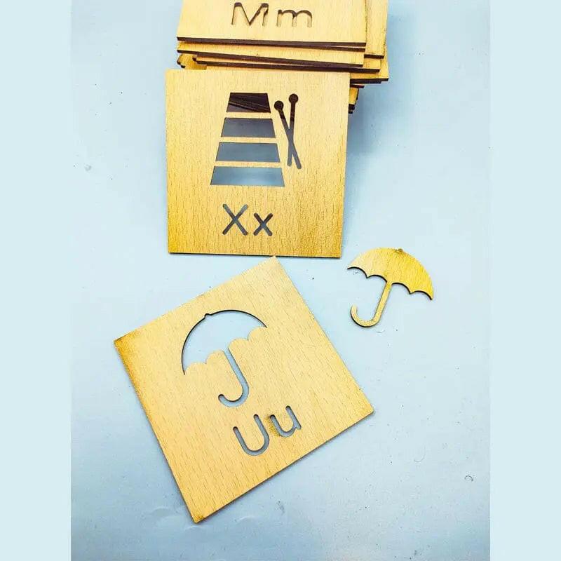 A to Z complete Alphabet Kids Wooden Drawing Stencils Kit - FB GAMEZ