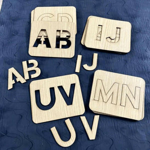 Capital A B C Drawing and Puzzles Wood Stencils - FB GAMEZ