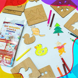 DIY Wooden Stencils Drawing Kit – 24 Pieces ( 12 Inner + 12 Outer ) - FB GAMEZ
