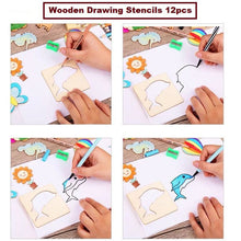 DIY Wooden Stencils Drawing Kit - 24 Pieces with Colors | Creative Art Set - FB GAMEZ