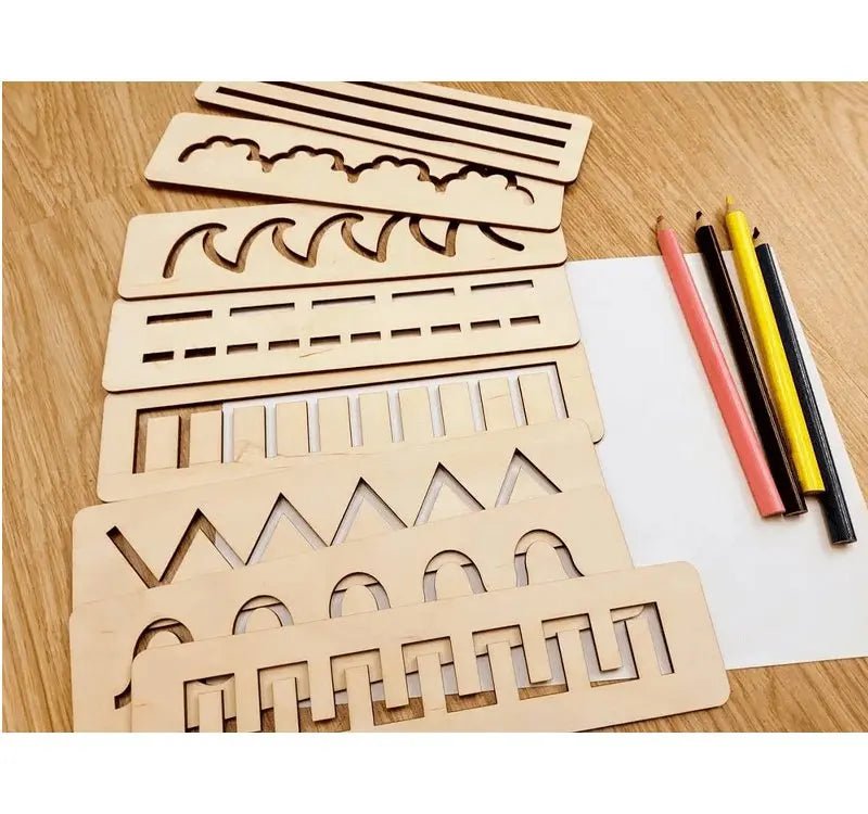 Set Of 8 Wooden Montessori Stencil Set For Toddler, Educational - FB GAMEZ