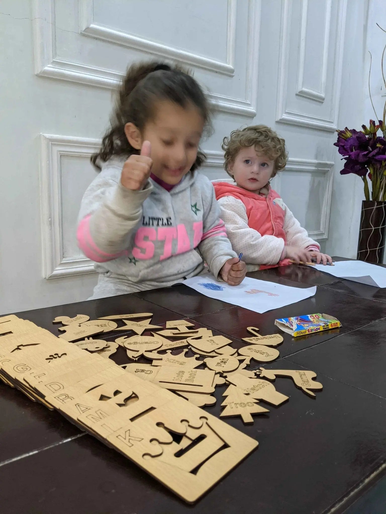 Wooden Alphabet Drawing Stencils and Puzzles Set - A to Z - FB GAMEZ