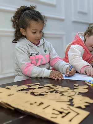 Wooden Alphabet Drawing Stencils and Puzzles Set - A to Z - FB GAMEZ