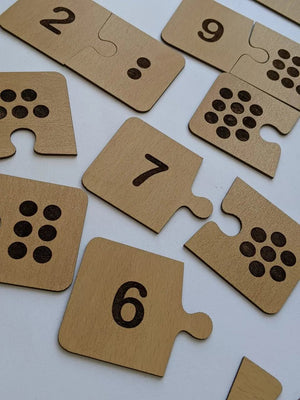 Wooden Number Puzzle & Matching Game - Teach your child how to count - PRESCHOOL LEARNING PUZZLE WOODEN TOY - FB GAMEZ