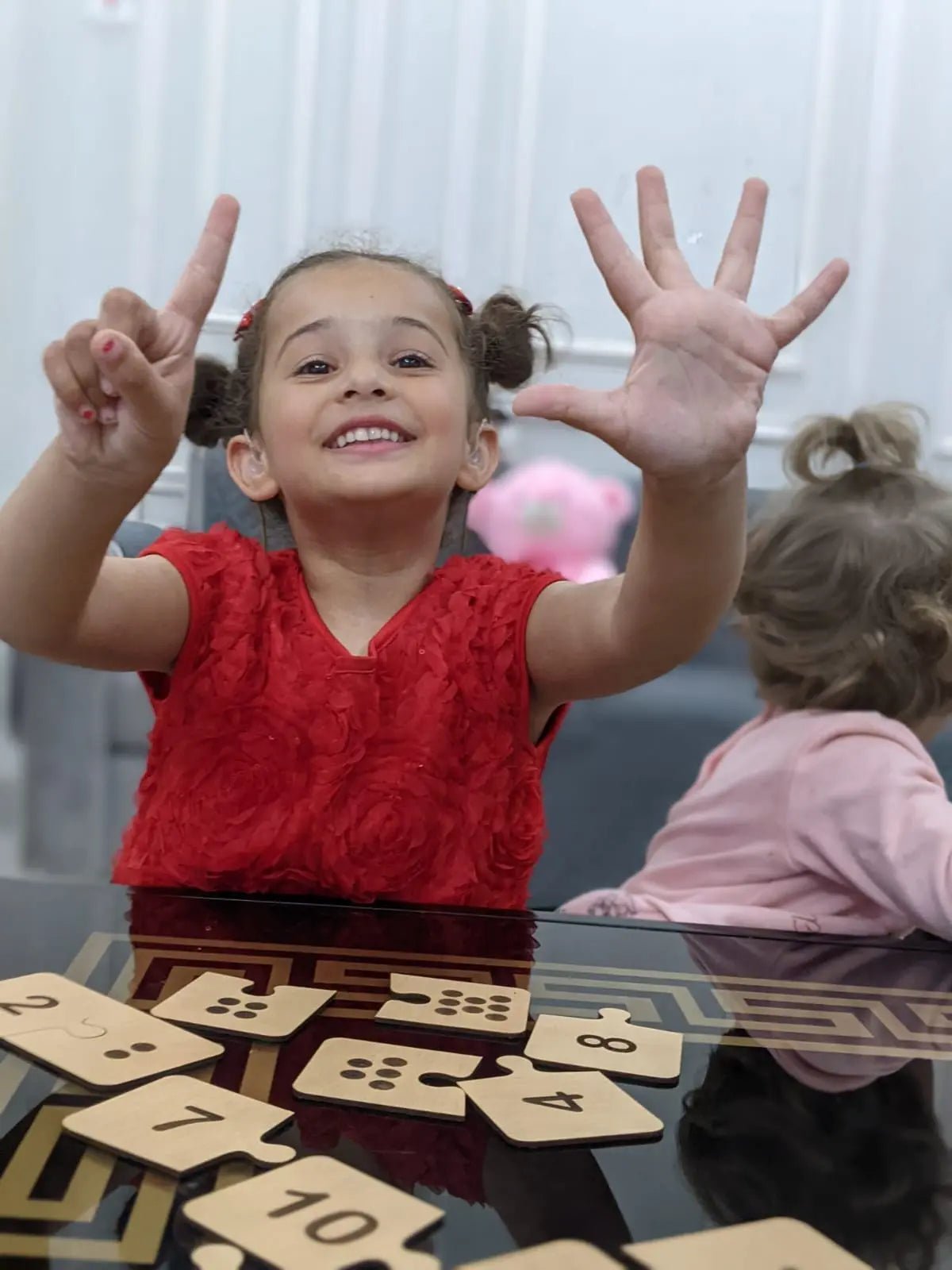 Wooden Number Puzzle & Matching Game - Teach your child how to count - PRESCHOOL LEARNING PUZZLE WOODEN TOY - FB GAMEZ