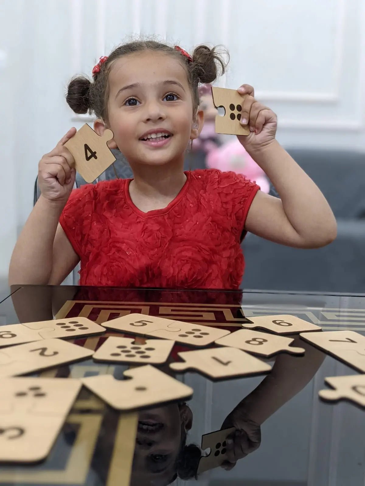 Wooden Number Puzzle & Matching Game - Teach your child how to count - PRESCHOOL LEARNING PUZZLE WOODEN TOY - FB GAMEZ
