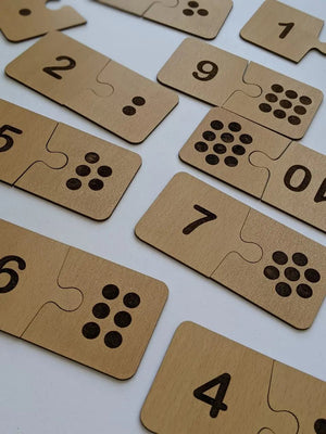 Wooden Number Puzzle & Matching Game - Teach your child how to count - PRESCHOOL LEARNING PUZZLE WOODEN TOY - FB GAMEZ