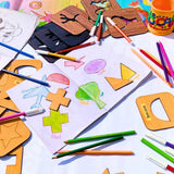 Wooden Shapes Drawing and Puzzle Stencils Set – 24 Pieces FB GAMEZ